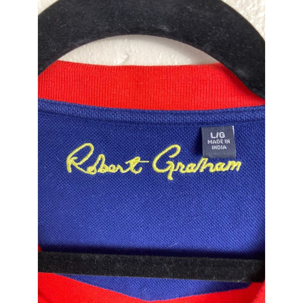 Robert Graham Mens Red Polo Shirt size Large Cotton Floral Embroidered Golf vaca - Picture 3 of 14